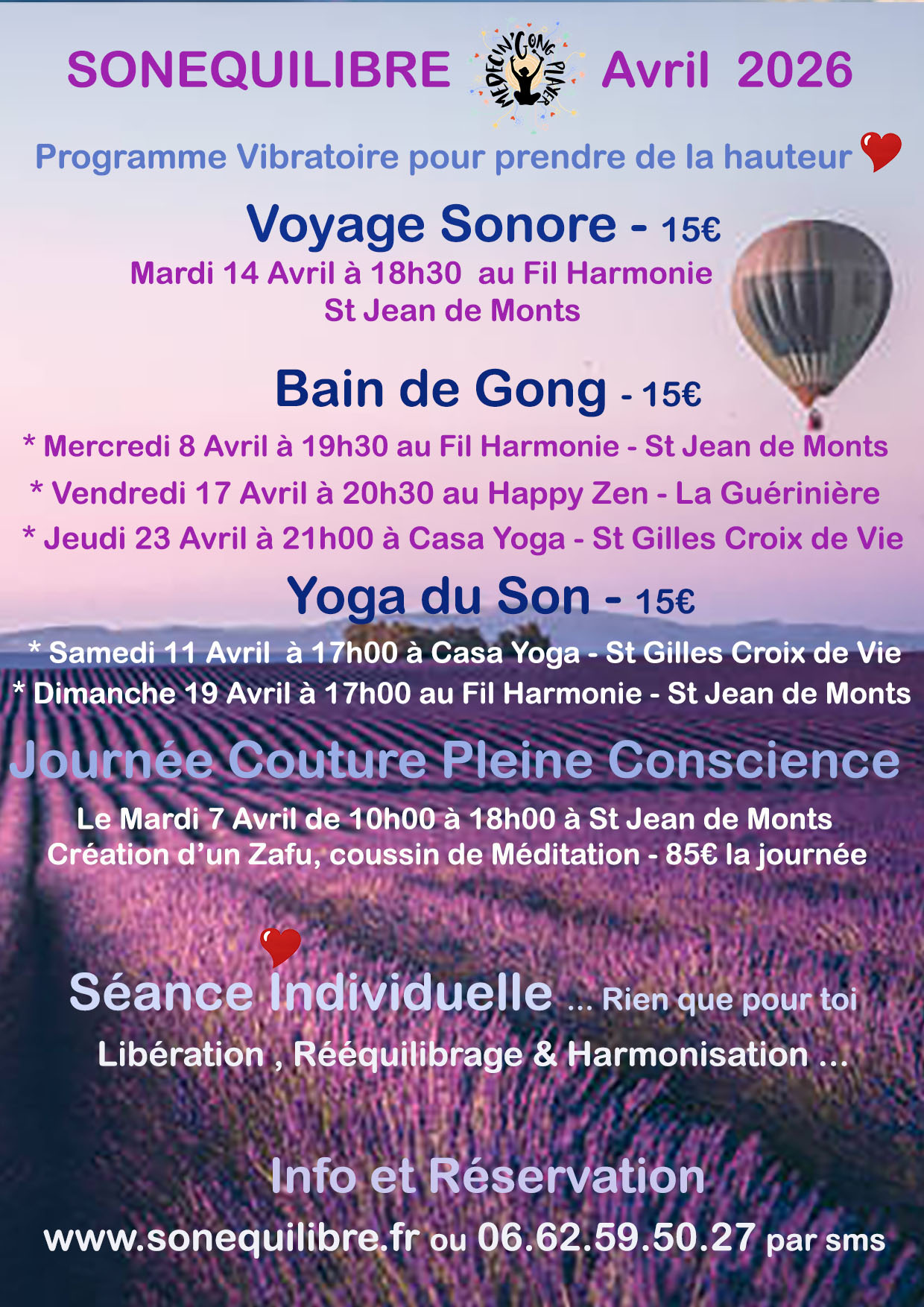 SonEquilibre | Sonothérapeute à St Jean de Monts, Challans et St Gilles Croix de Vie 2 AVRIL lavande